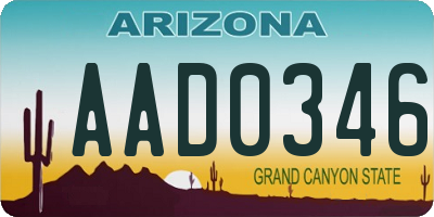 AZ license plate AAD0346