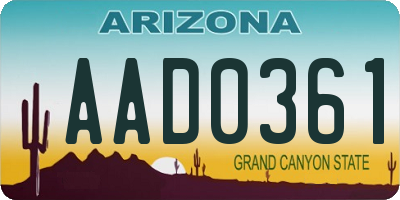 AZ license plate AAD0361