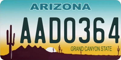 AZ license plate AAD0364