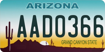 AZ license plate AAD0366