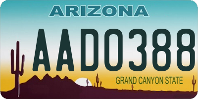 AZ license plate AAD0388