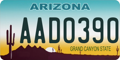 AZ license plate AAD0390