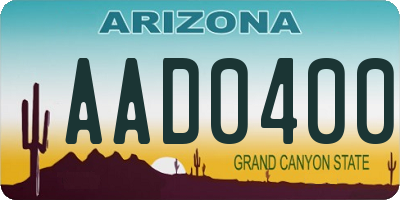 AZ license plate AAD0400