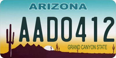 AZ license plate AAD0412
