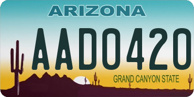 AZ license plate AAD0420