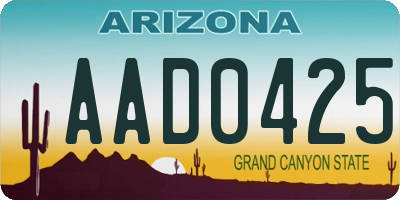 AZ license plate AAD0425