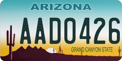 AZ license plate AAD0426