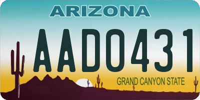 AZ license plate AAD0431