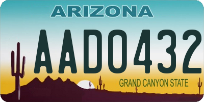 AZ license plate AAD0432