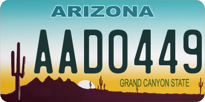 AZ license plate AAD0449
