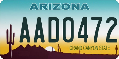 AZ license plate AAD0472
