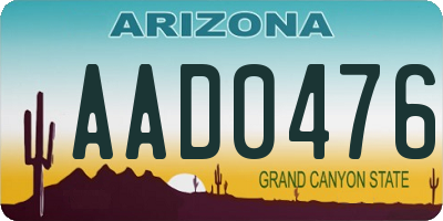 AZ license plate AAD0476