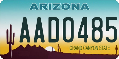 AZ license plate AAD0485