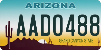 AZ license plate AAD0488