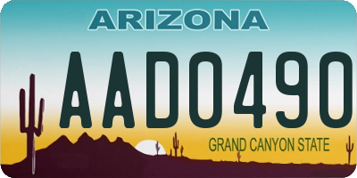 AZ license plate AAD0490