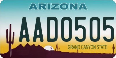 AZ license plate AAD0505