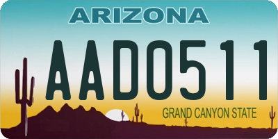 AZ license plate AAD0511