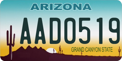 AZ license plate AAD0519