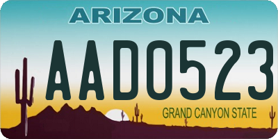 AZ license plate AAD0523