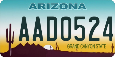 AZ license plate AAD0524