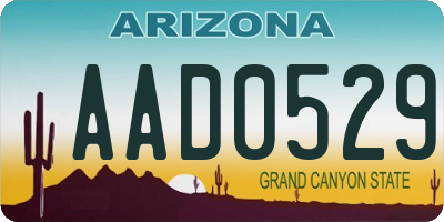 AZ license plate AAD0529