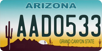 AZ license plate AAD0533