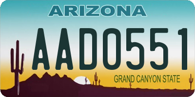 AZ license plate AAD0551