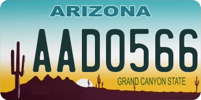 AZ license plate AAD0566