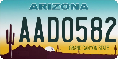 AZ license plate AAD0582