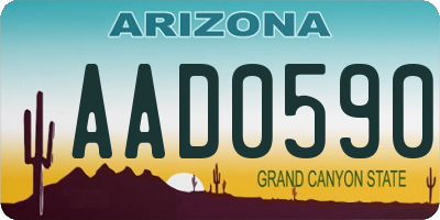 AZ license plate AAD0590