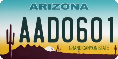 AZ license plate AAD0601