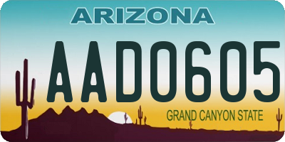 AZ license plate AAD0605