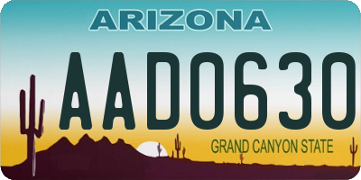 AZ license plate AAD0630