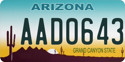 AZ license plate AAD0643