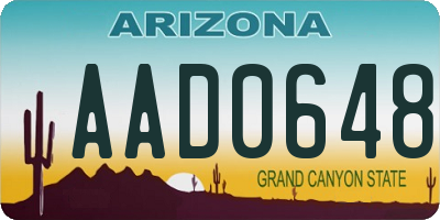 AZ license plate AAD0648