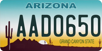 AZ license plate AAD0650