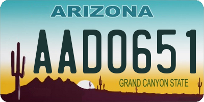 AZ license plate AAD0651
