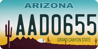 AZ license plate AAD0655