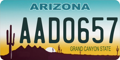 AZ license plate AAD0657