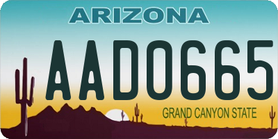 AZ license plate AAD0665