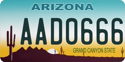 AZ license plate AAD0666