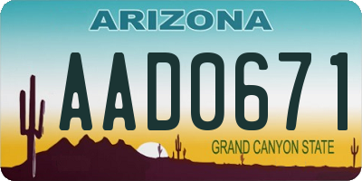 AZ license plate AAD0671