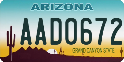 AZ license plate AAD0672