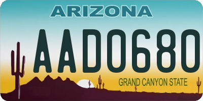 AZ license plate AAD0680
