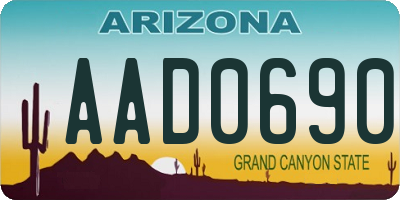 AZ license plate AAD0690