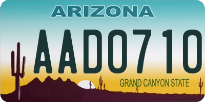 AZ license plate AAD0710