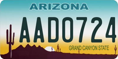 AZ license plate AAD0724
