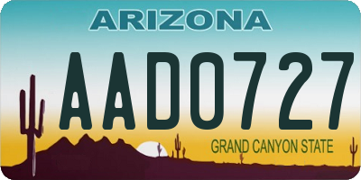 AZ license plate AAD0727