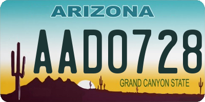 AZ license plate AAD0728