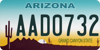 AZ license plate AAD0732